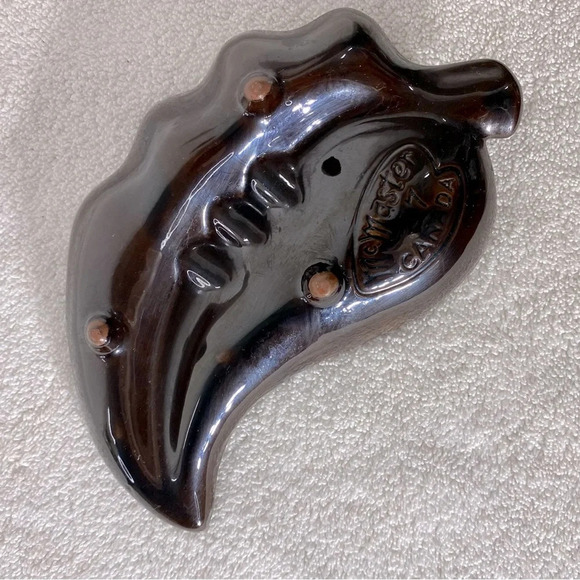 Vintage MCM McMaster Green Brown Ceramic  Pottery Art Leaf Ashtray Trinket Dish - Picture 5 of 14